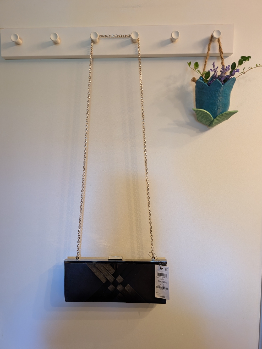 INC International Concepts Black Satin Kelsie Clutch